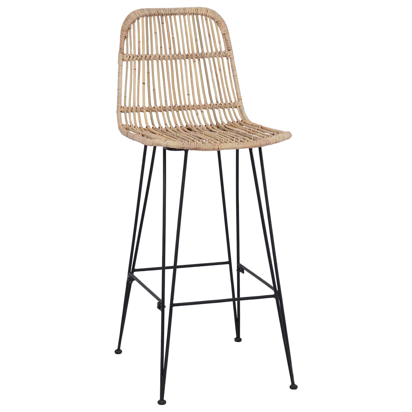 Barbænk 2 pcs Naturfarvet 44 x 55 x 109 cm Rattan og Stål