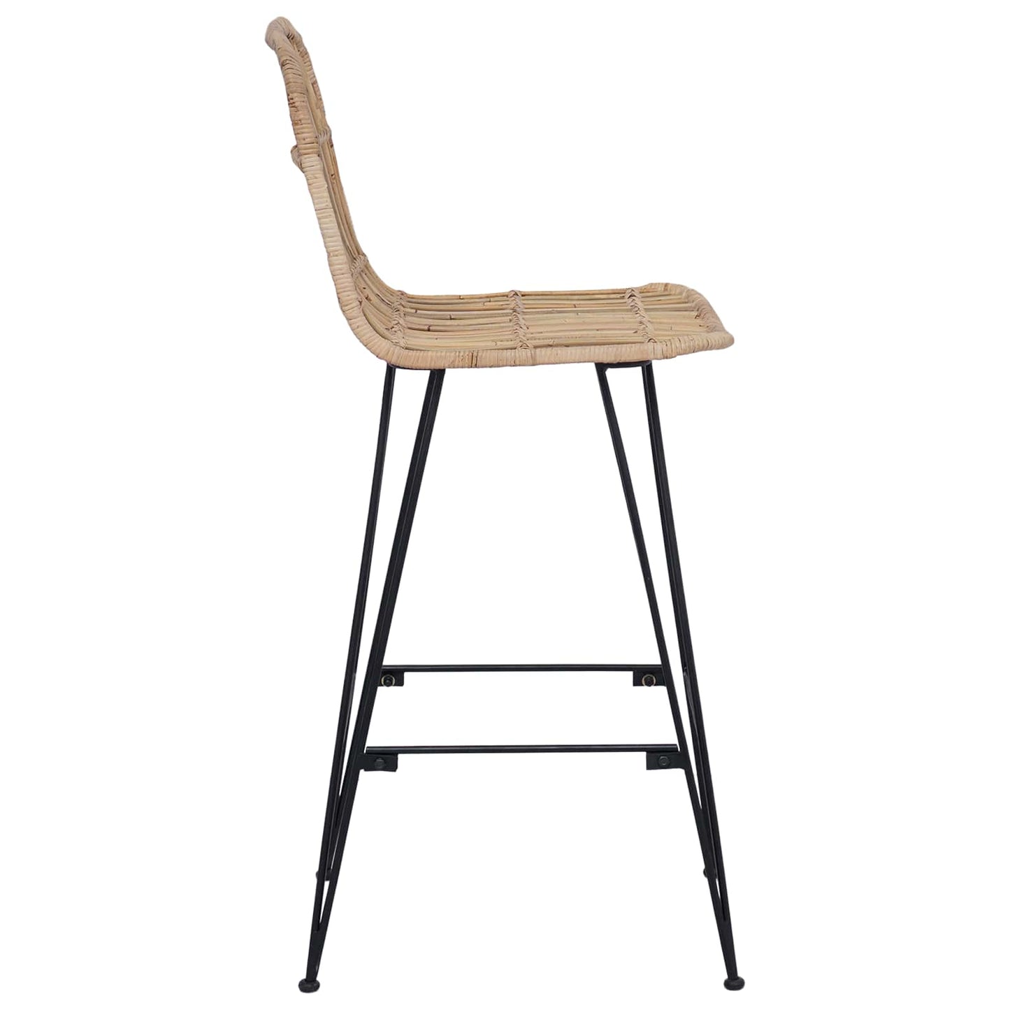 Barbænk 2 pcs Naturfarvet 44 x 55 x 109 cm Rattan og Stål