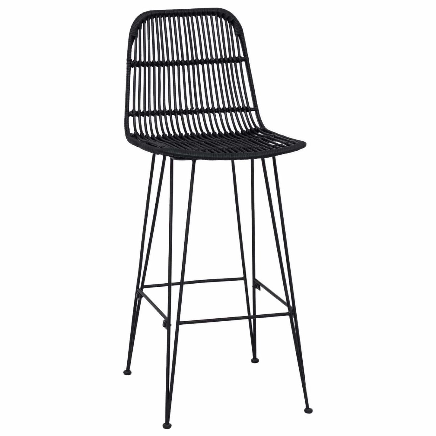 Barbænk 2 pcs Sort 44 x 55 x 109 cm Rattan og Stål