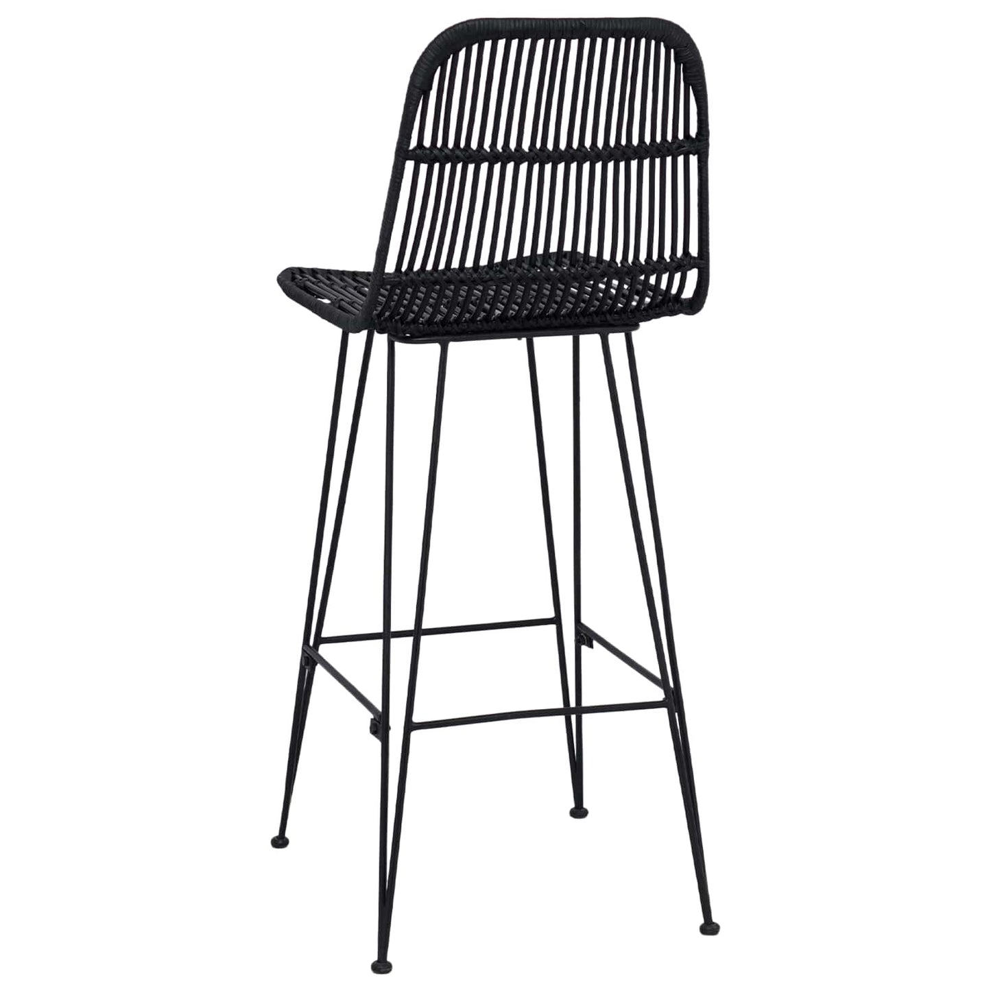 Barbænk 2 pcs Sort 44 x 55 x 109 cm Rattan og Stål