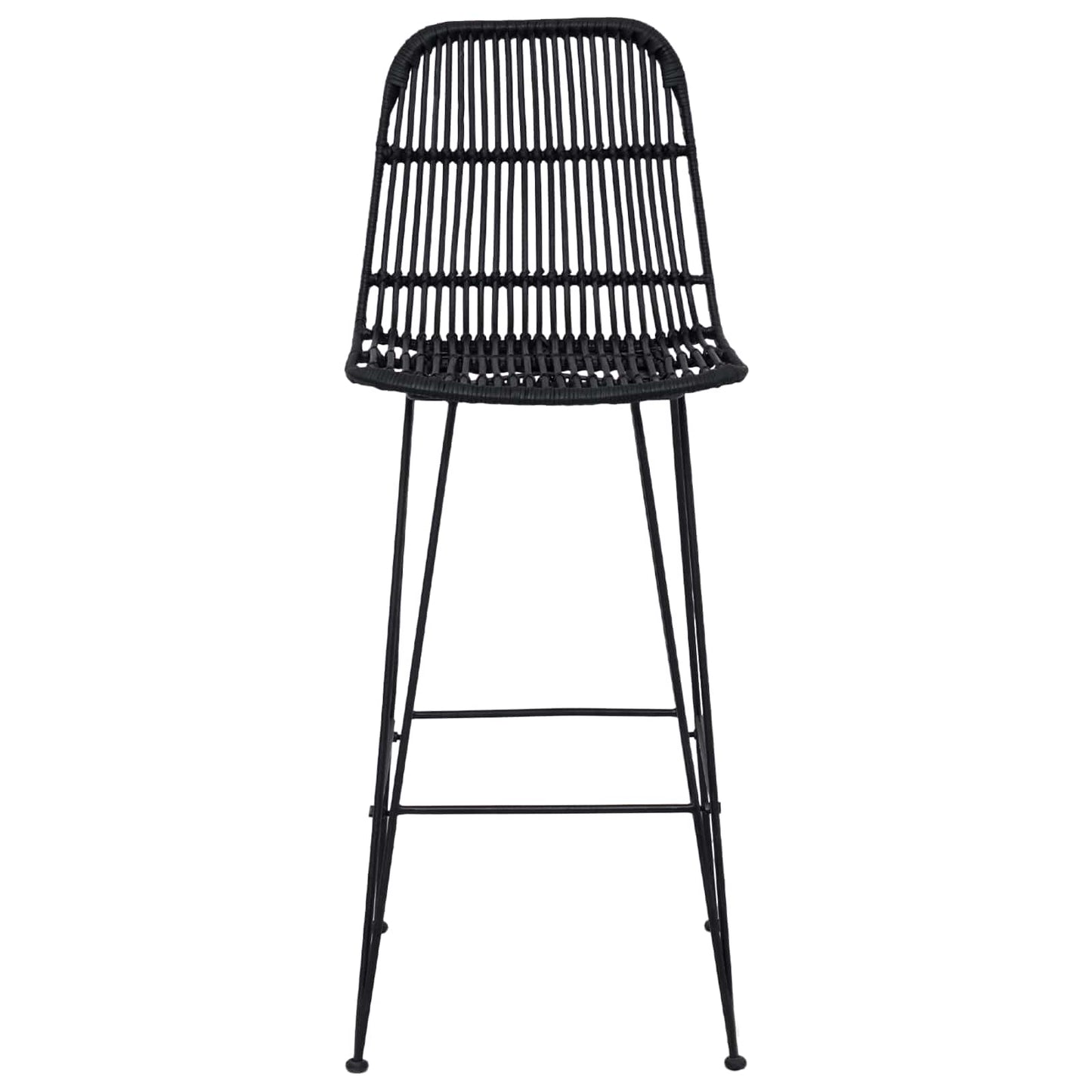 Barbænk 2 pcs Sort 44 x 55 x 109 cm Rattan og Stål