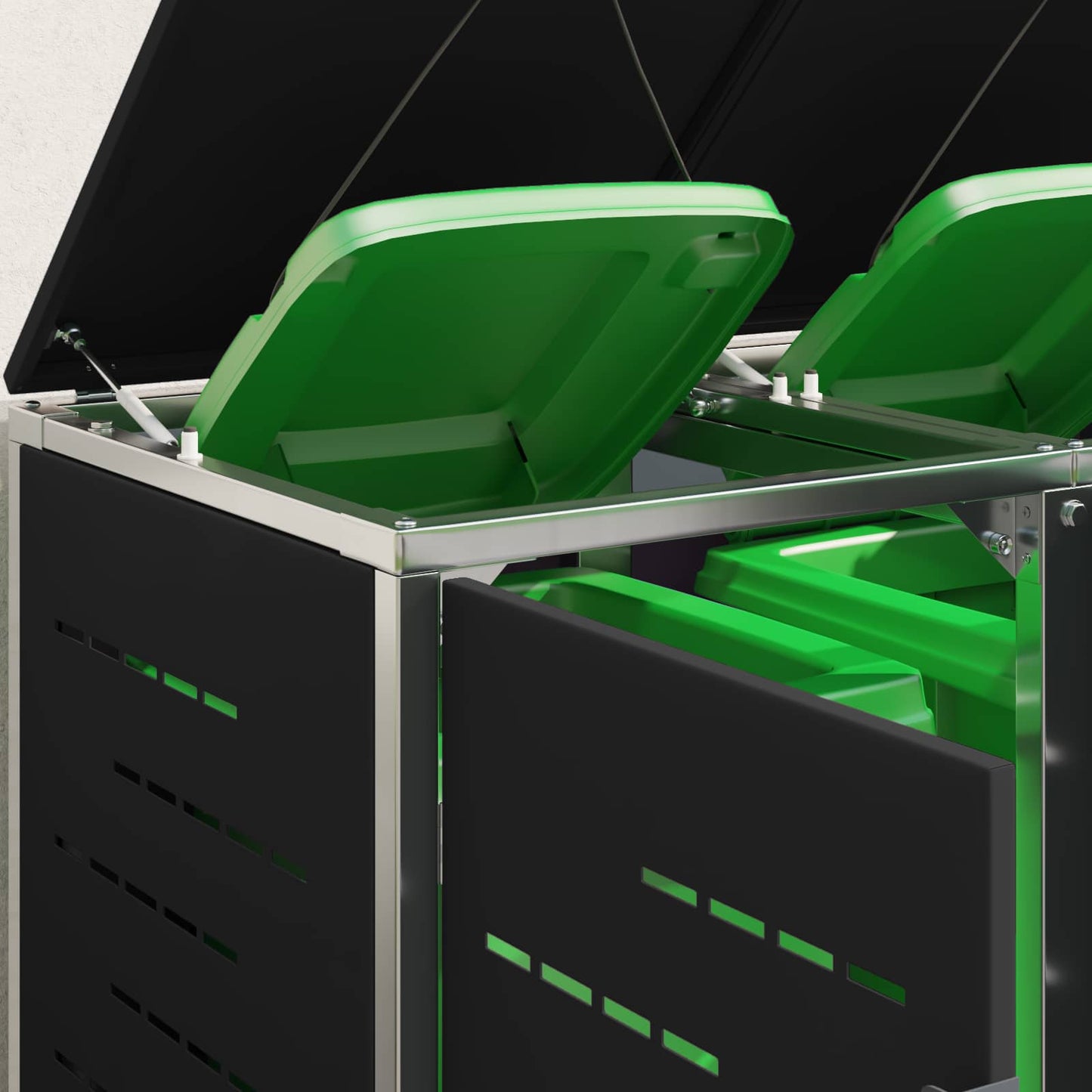 Skraldespand opbevaring for 4 Bins 240L Rustfrit stål Sort