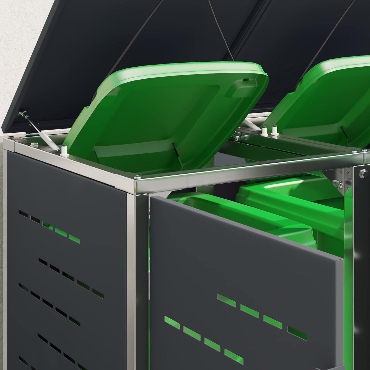 Skraldespand opbevaring for 3 Bins 240L Rustfrit stål Antracit