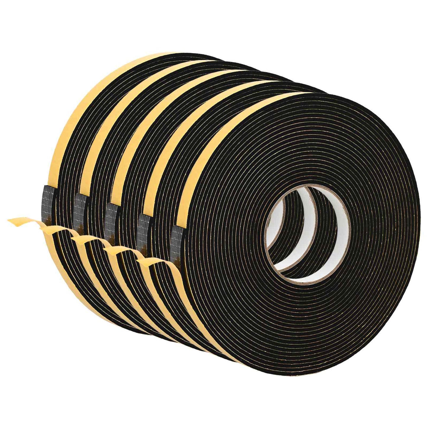 Selvklæbende skum tape 5 pcs Sort 15mm x 10m CR Skum