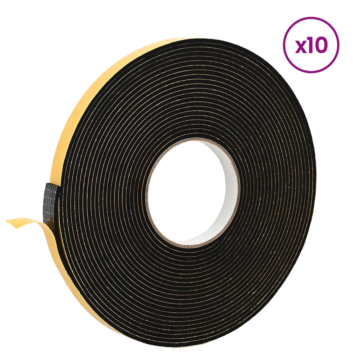 Selvklæbende skum tape 10 pcs Sort 15mm x 10m CR Skum