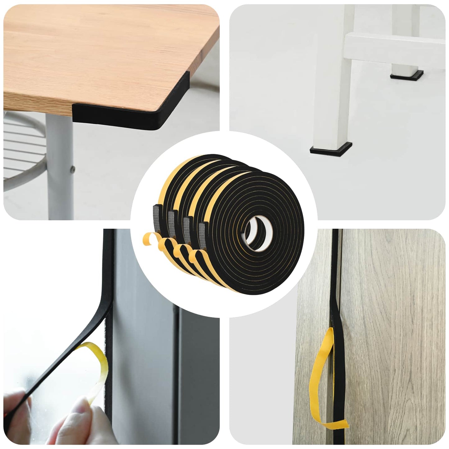 Selvklæbende skum tape 4 pcs Sort 20mm x 5m CR Skum