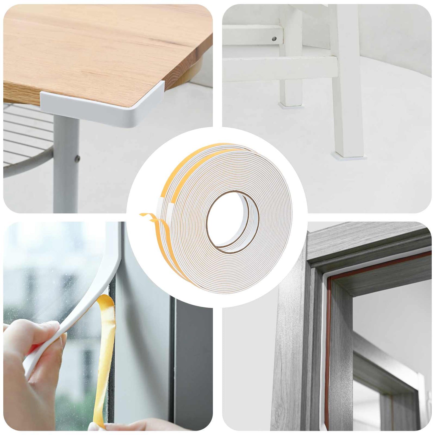 Selvklæbende skum tape 2 pcs Hvid 10 mm x 10 m CR Skum