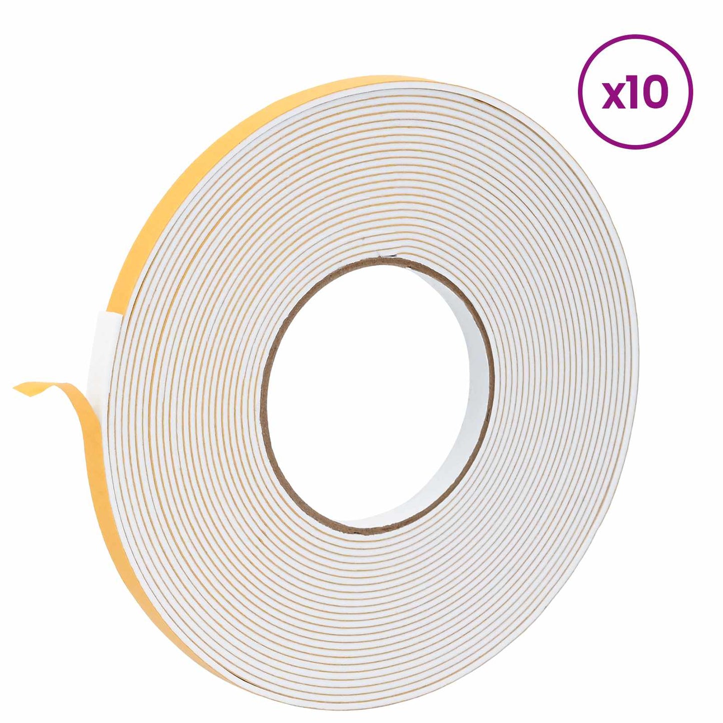 Selvklæbende skum tape 10 pcs Hvid 10 mm x 10 m CR Skum
