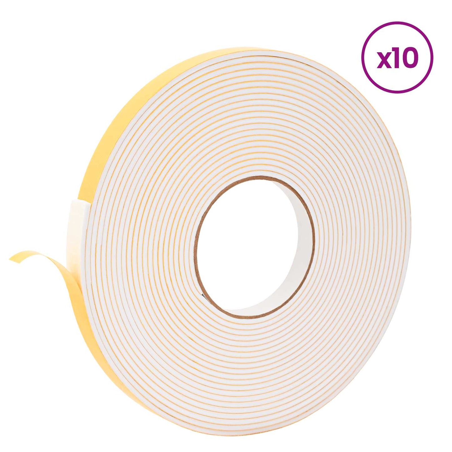 Selvklæbende skum tape 10 pcs Hvid 10 mm x 10 m CR Skum