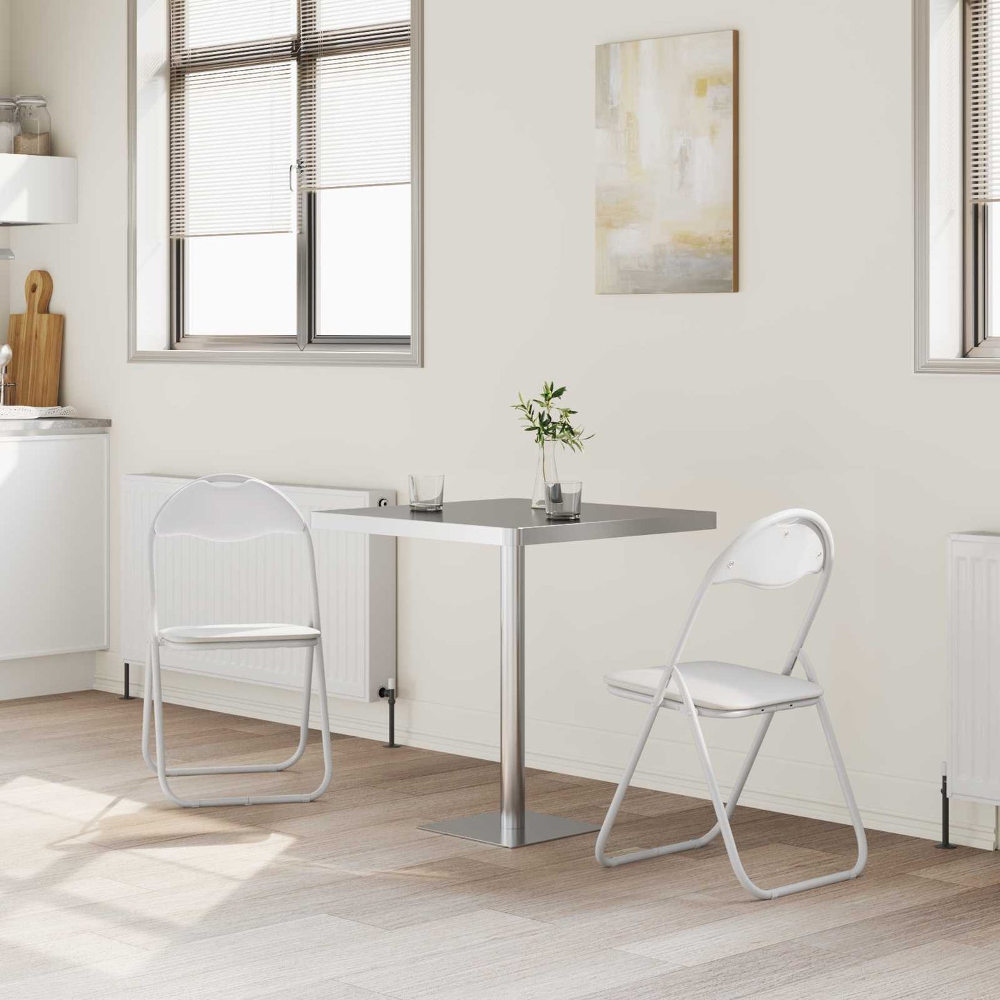 Sammenklappelig stol 2 pcs Faux læder Hvid 48 x 43,5 x 81 cm