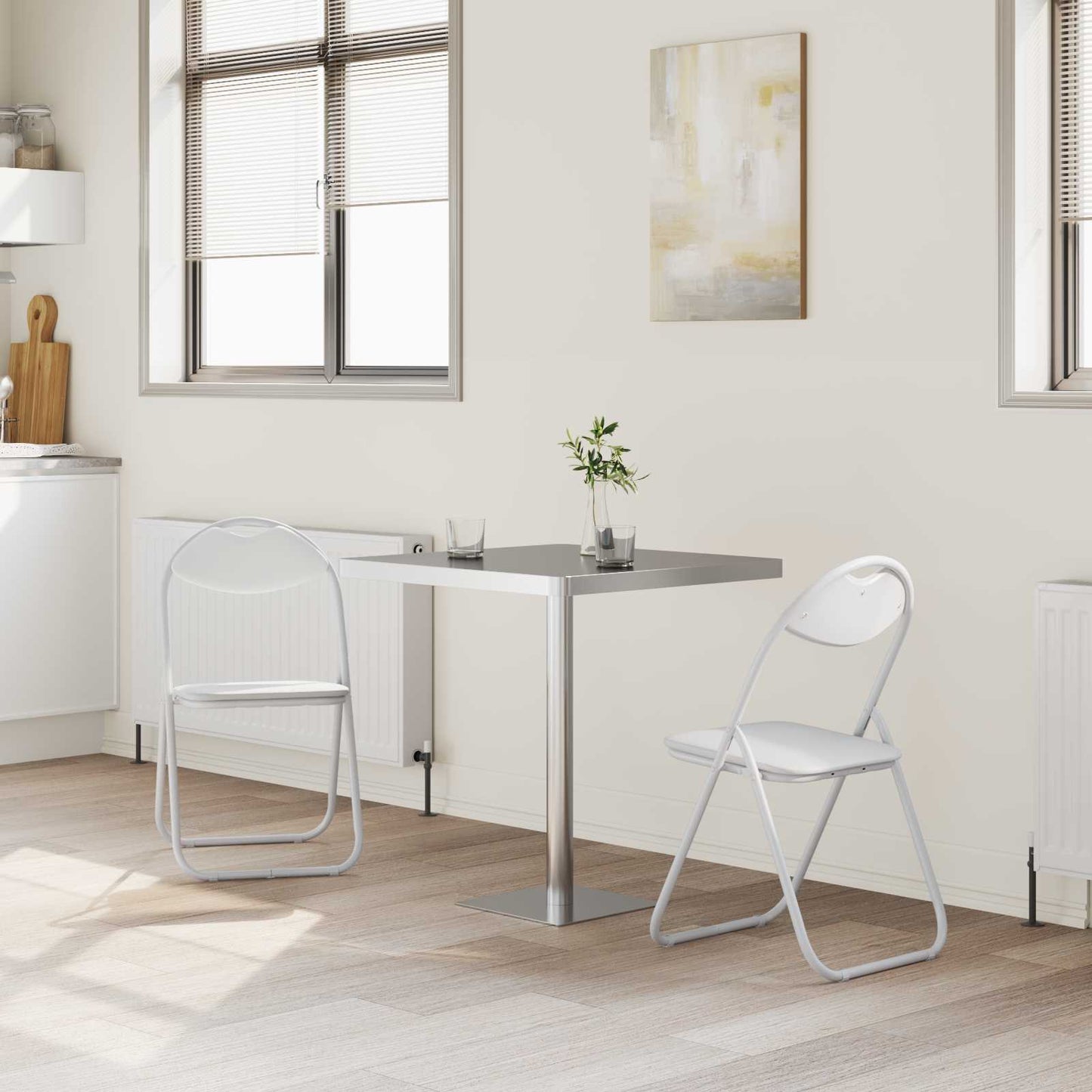 Sammenklappelig stol 2 pcs Hvid 48 x 43,5 x 81 cm Faux læder