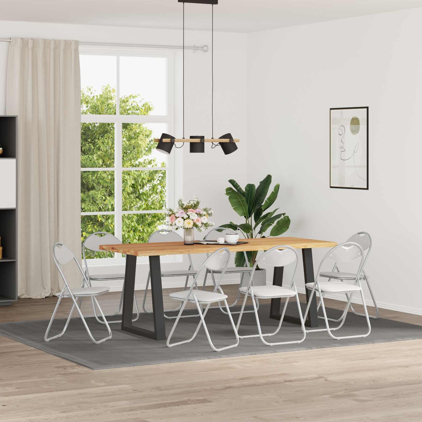 Sammenklappelig stol 8 pcs Hvid og Grå 48 x 43,5 x 81 cm