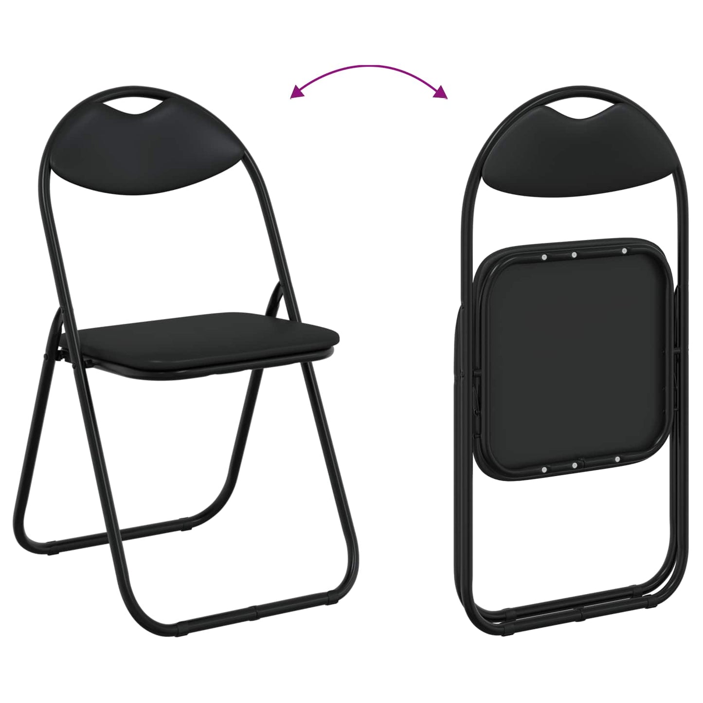 Sammenklappelig stol 8 pcs Sort 48 x 43,5 x 81 cm Faux læder