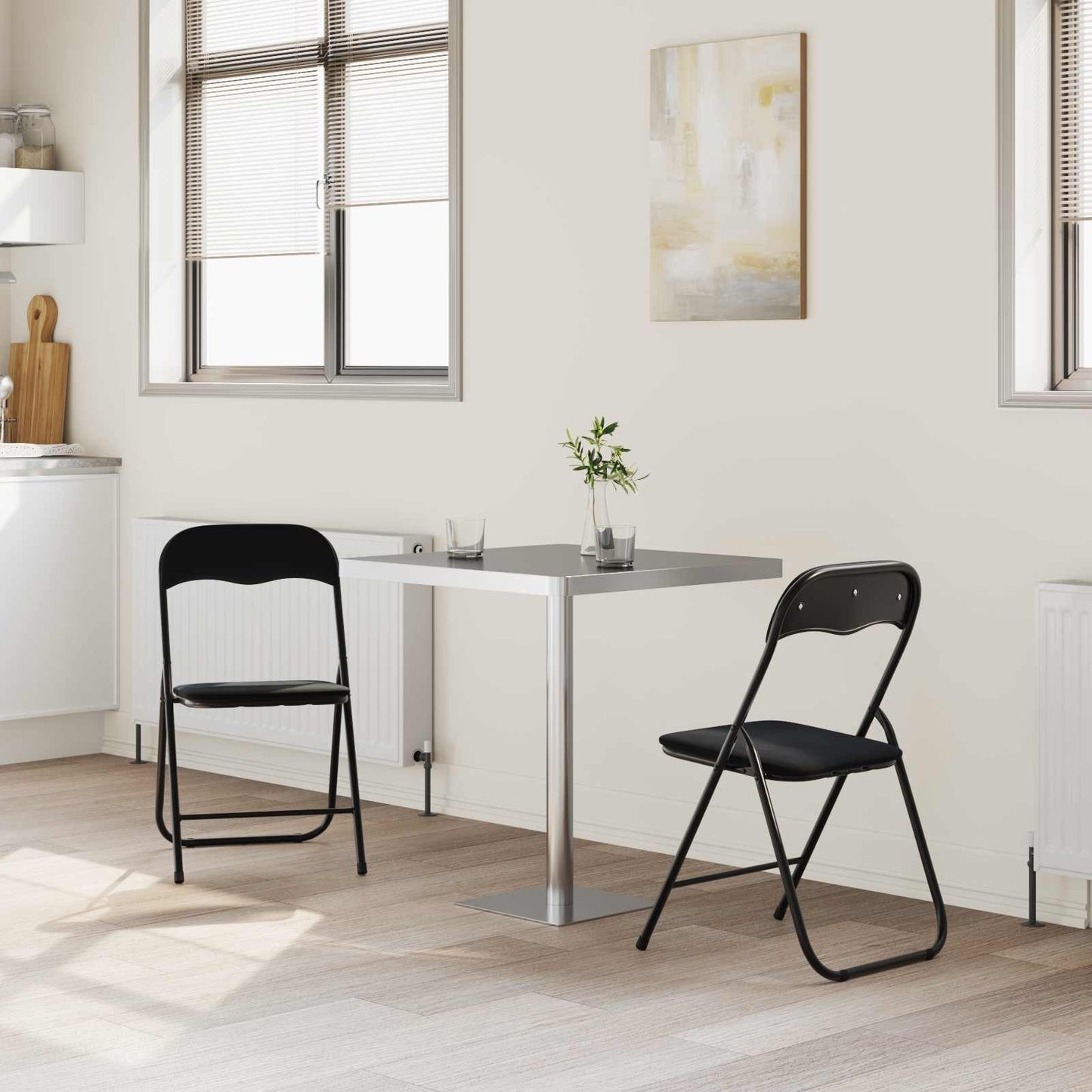 Sammenklappelig stol 2 pcs Sort 48 x 44 x 78 cm Fløjl