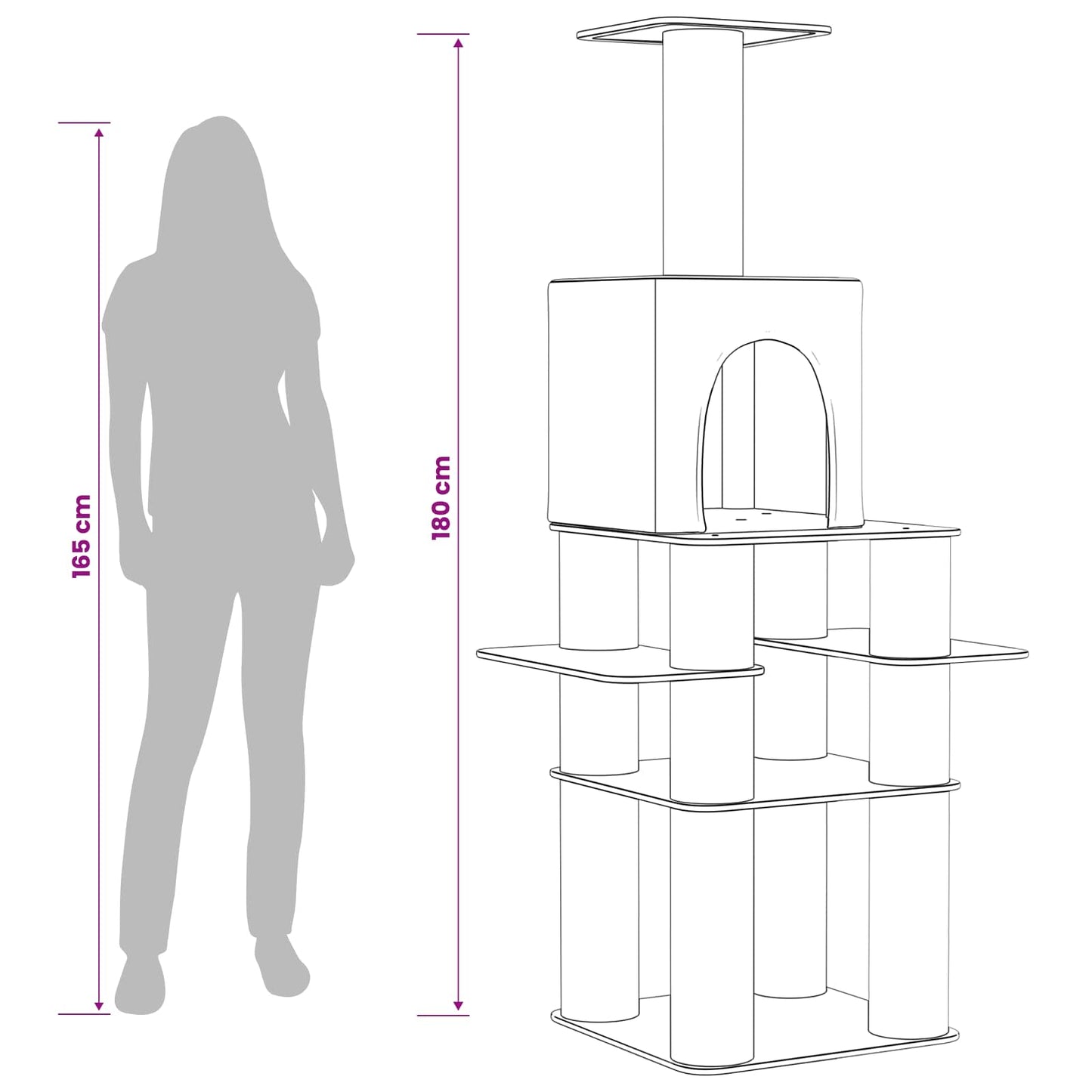 Kattetræ med sisal klatreposter Mørkegrå 180 cm