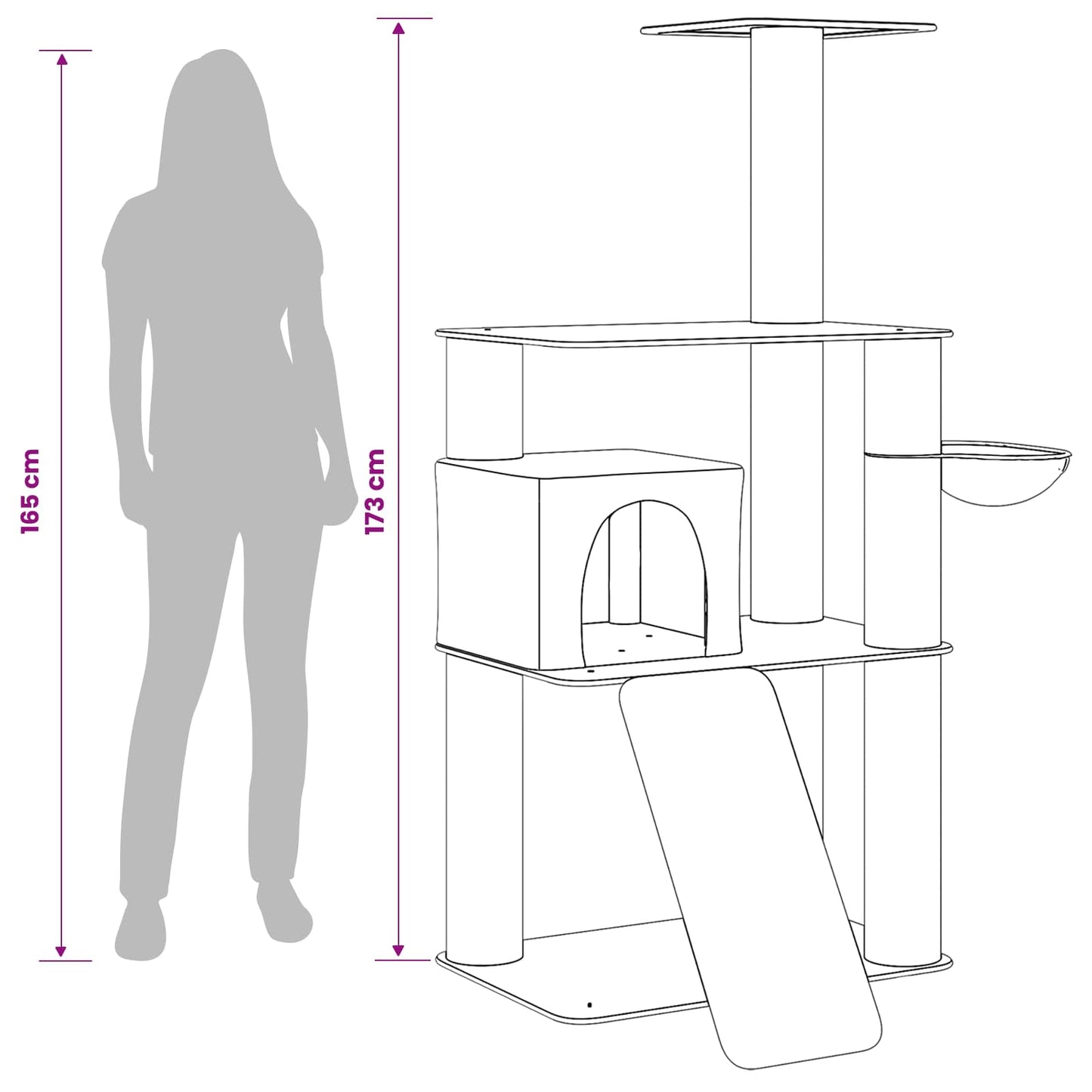 Kattetræ med sisal klatreposter Lysegrå 173 cm