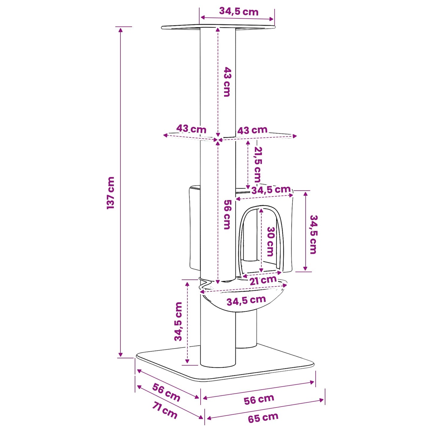 Kattetræ med sisal klatreposter Lysegrå 137 cm