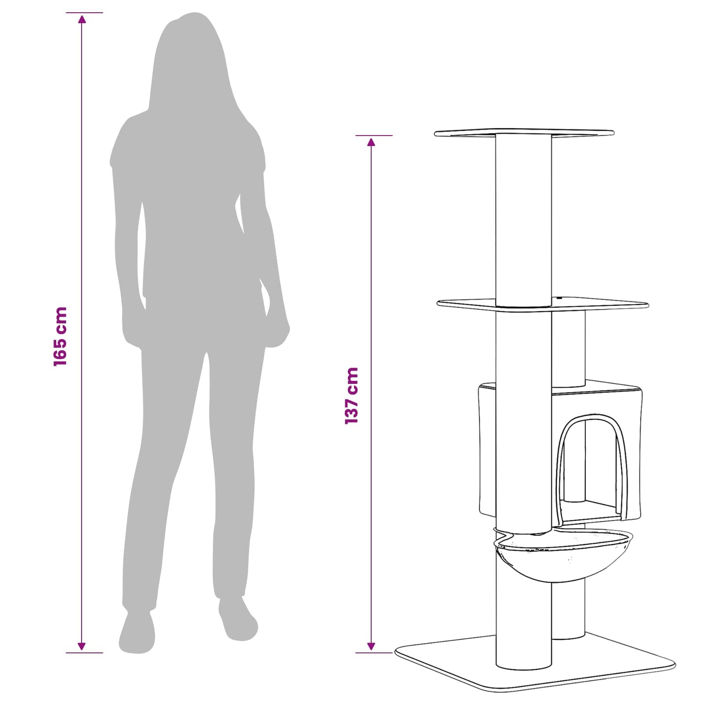 Kattetræ med sisal klatreposter Cremefarvet 137 cm