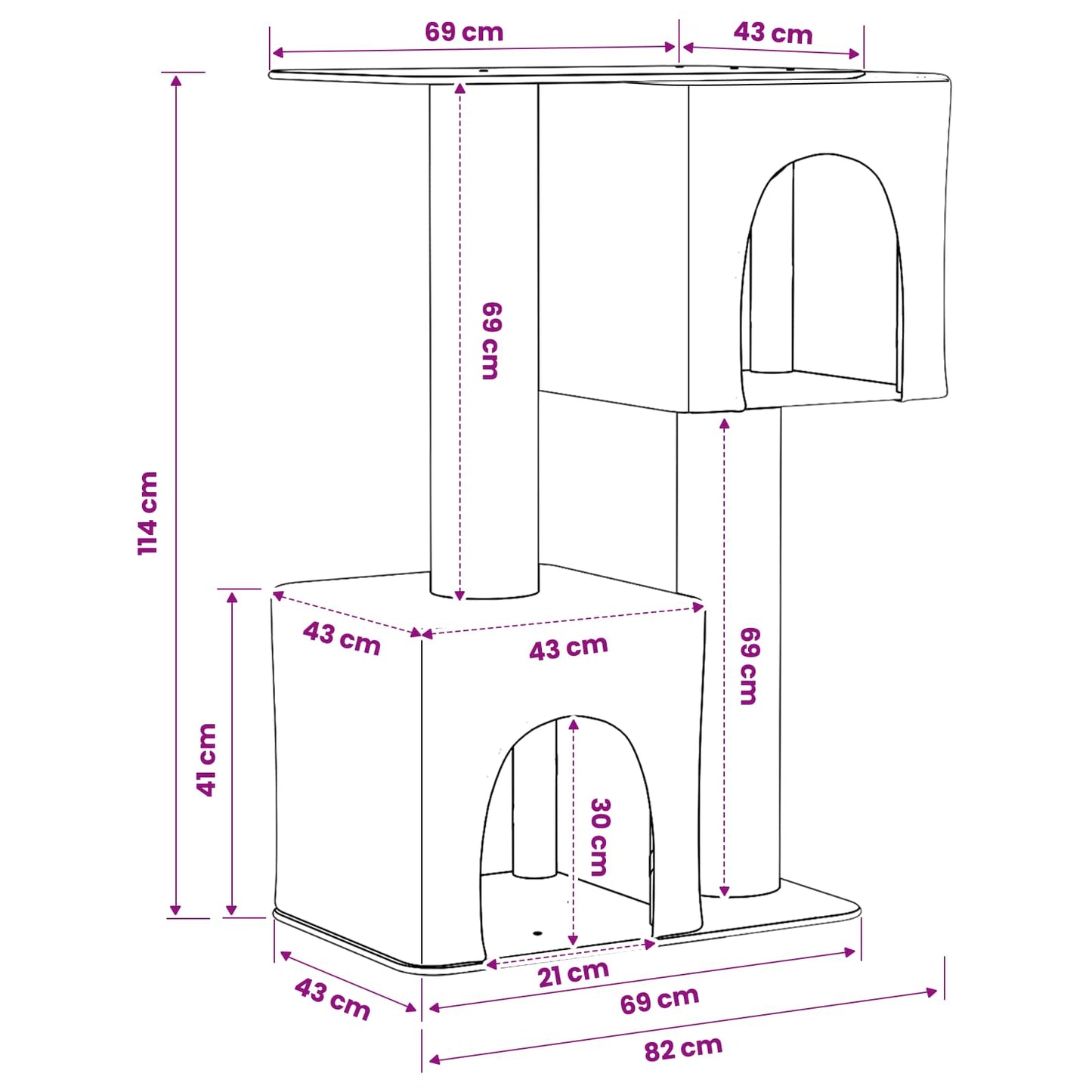 Kattetræ med sisal klatreposter Cremefarvet 114 cm