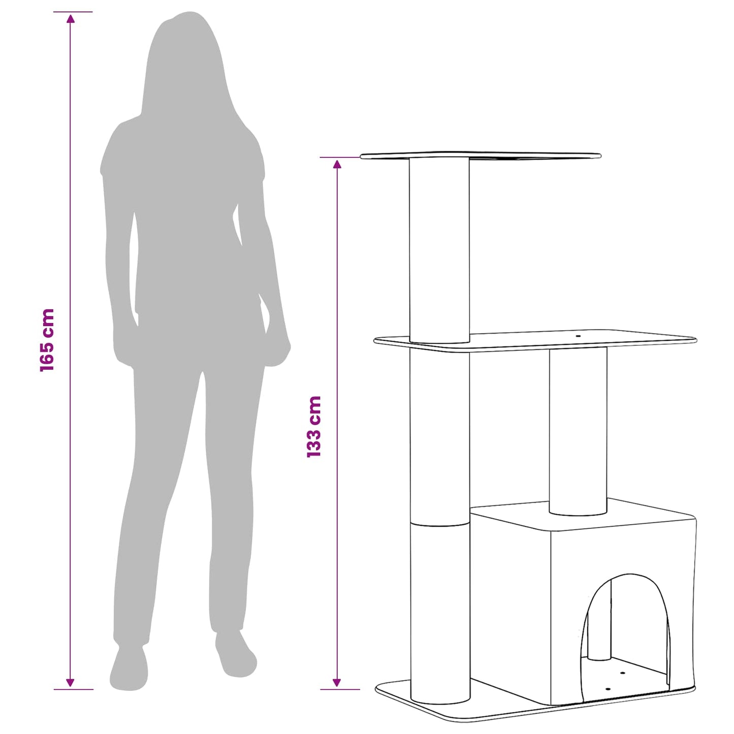 Kattetræ med sisal klatreposter Lysegrå 133 cm