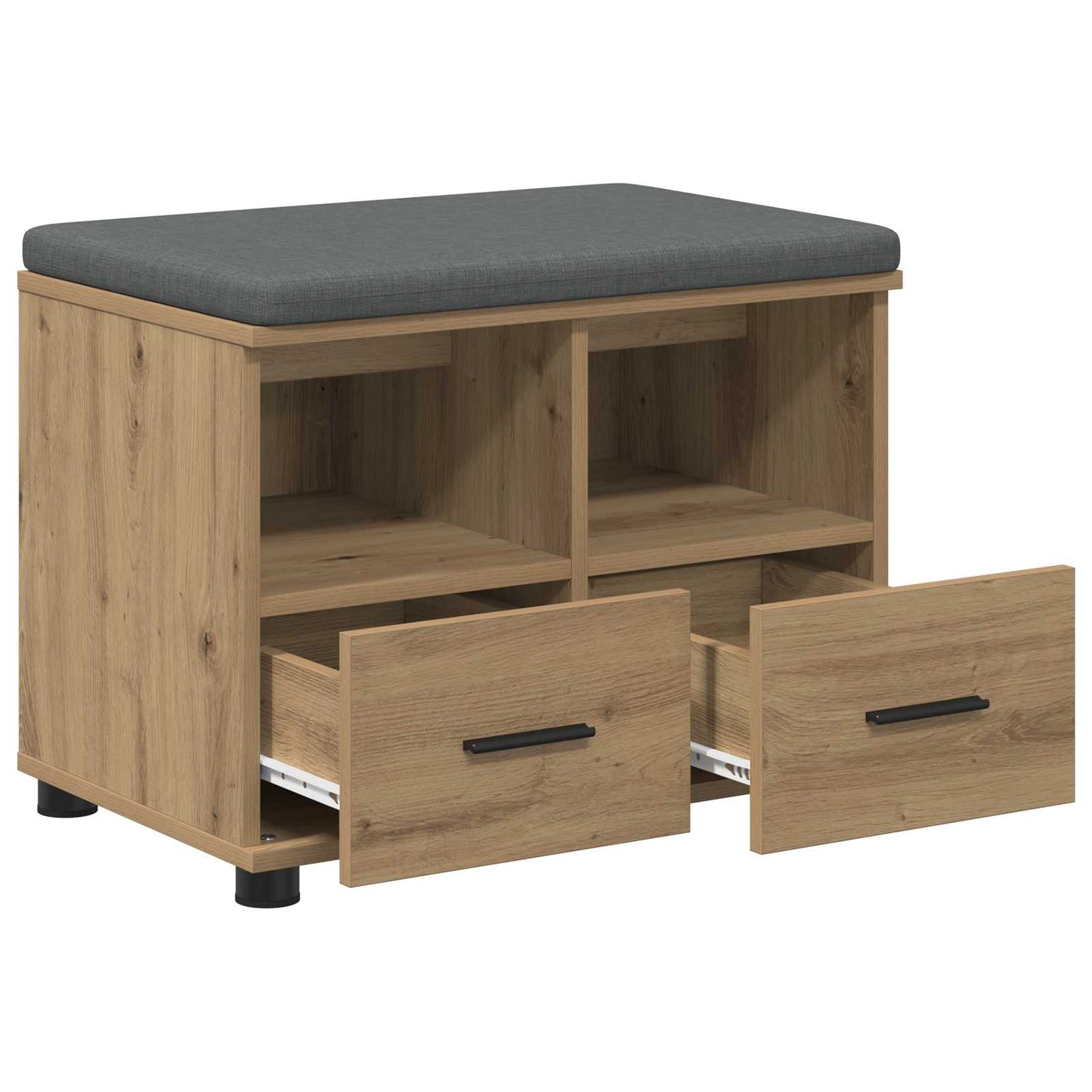 Sko bænk med pude Artisan-eg 60 x 38 x 46 cm Konstrueret træ