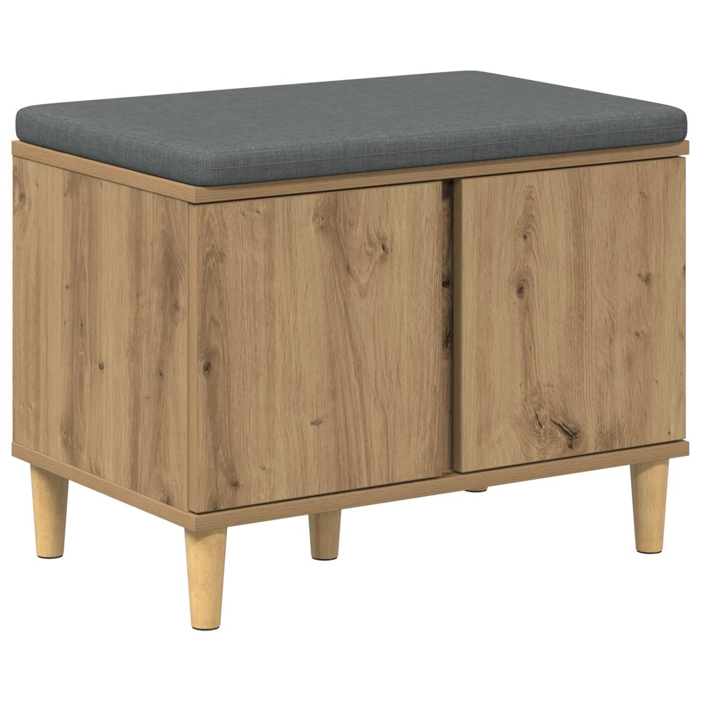 Skobænk med hynde Artisan-eg 60 x 38 x 46 cm Konstrueret træ