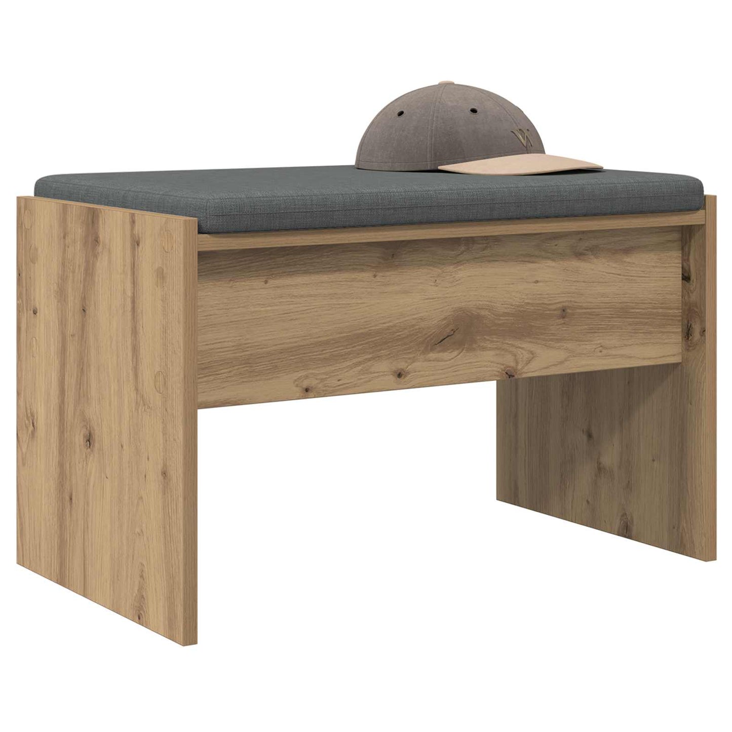 Skobænk med hynde Artisan-eg 63 x 38 x 40 cm Konstrueret træ