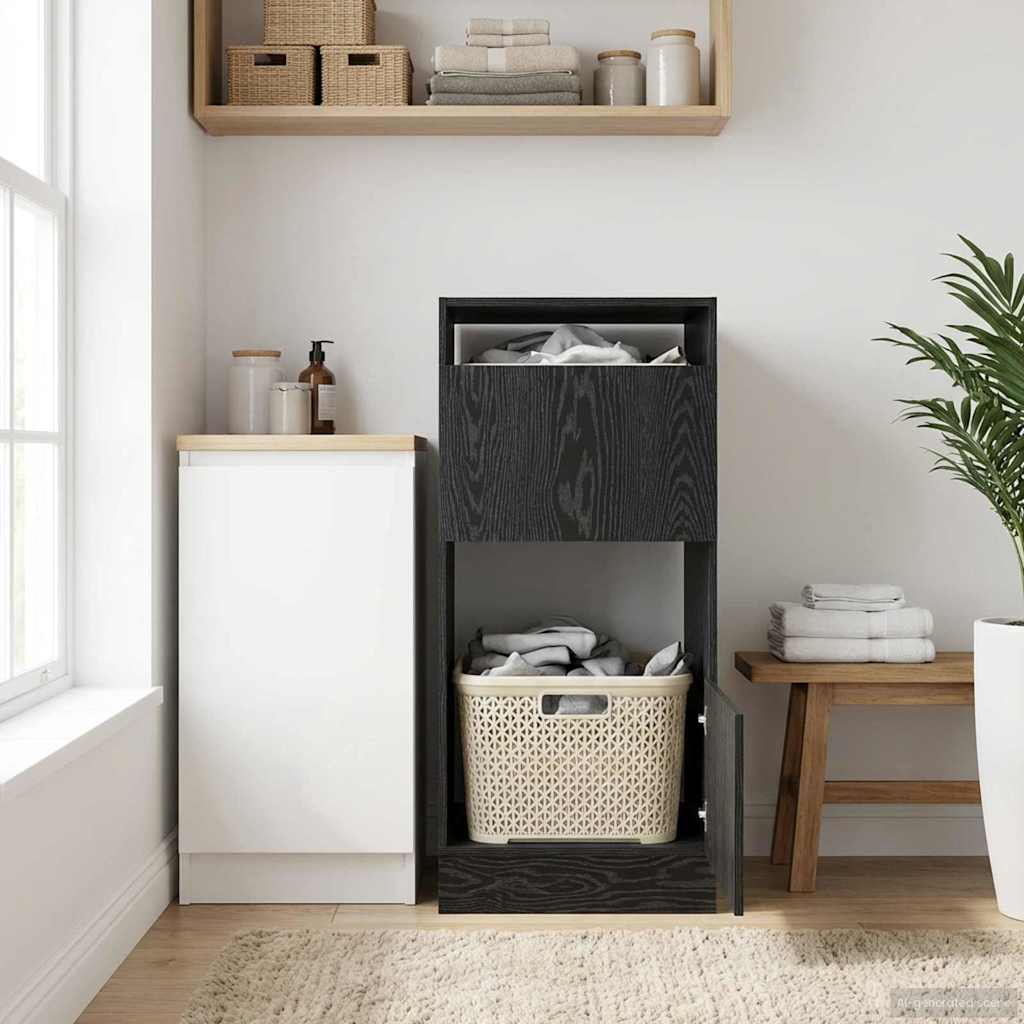 Vaskeskab med dør Sort eg 50 x 68 x 102 cm Konstrueret træ