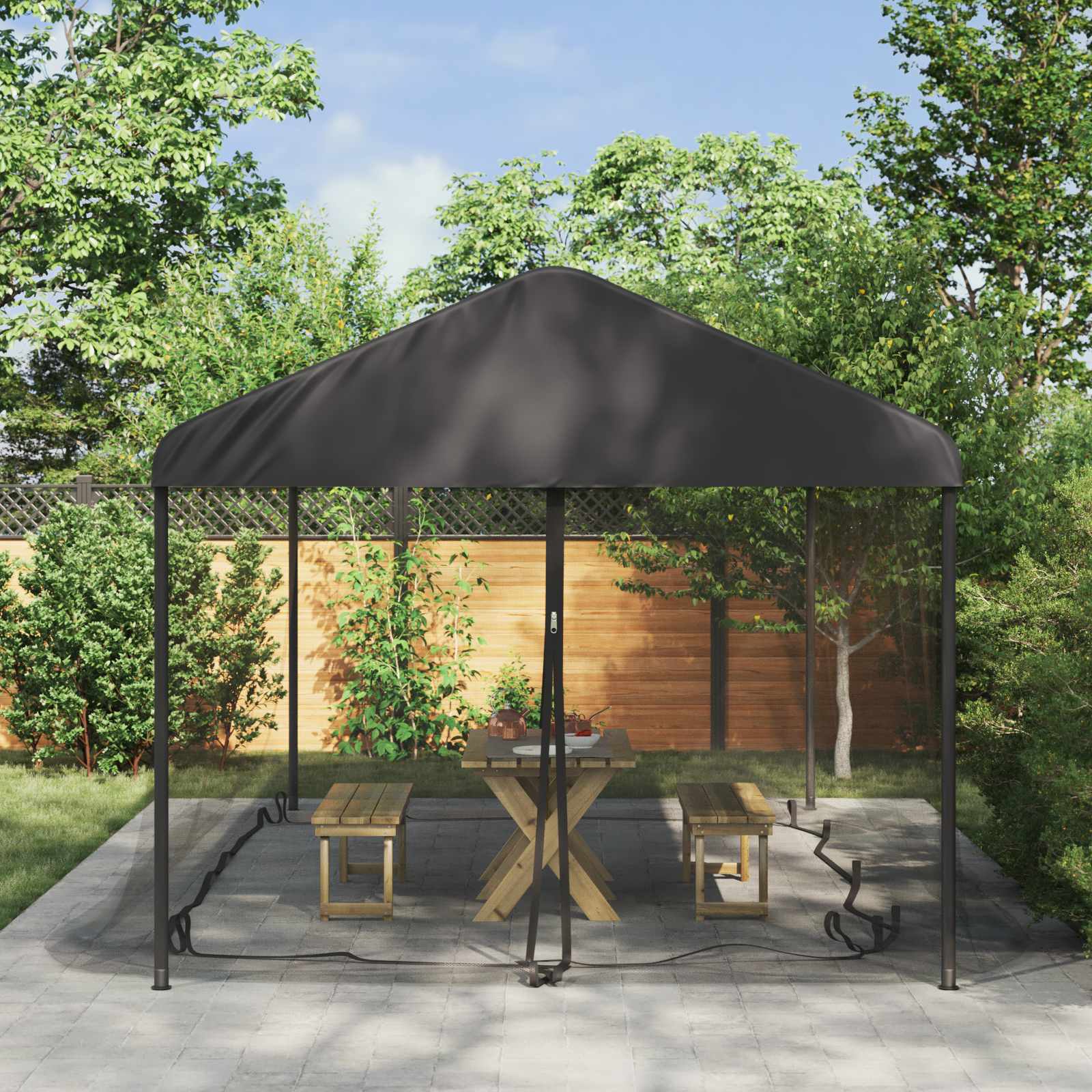 Myggenet til pavillon 220 mesh Sort 6 x 3 x 2 m Polyester billede