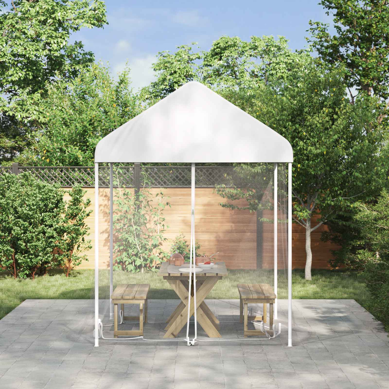 Myggenet til pavillon 220 mesh Hvid 2 x 2 x 2 m Polyester billede