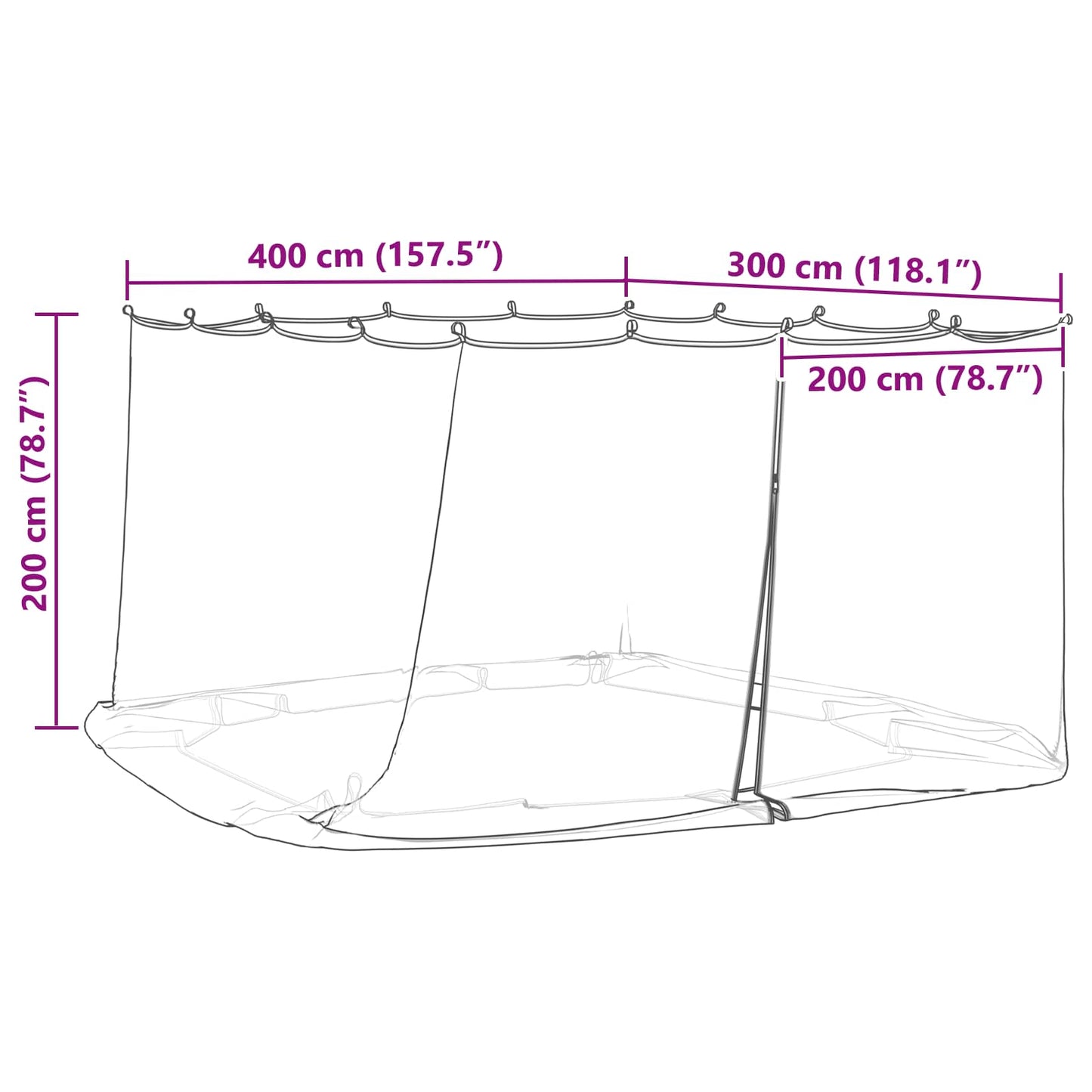 Myggenet til pavillon 220 mesh Hvid 4 x 3 x 2 cm Polyester