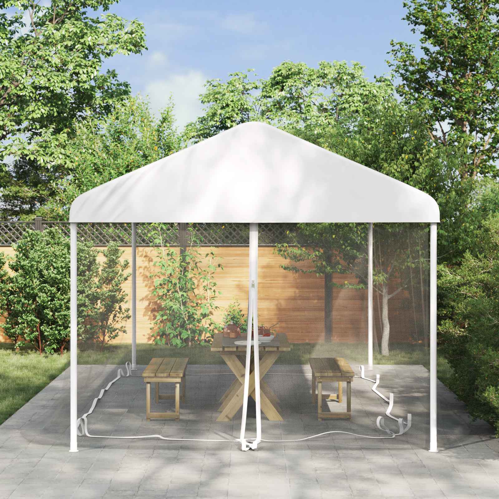Myggenet til pavillon 220 mesh Hvid 6 x 3 x 2 m Polyester billede