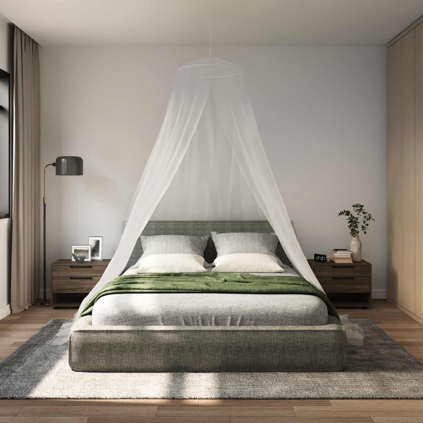 Myggenet til seng 3 pcs 156 mesh Hvid Ø56 x 220 cm Polyester