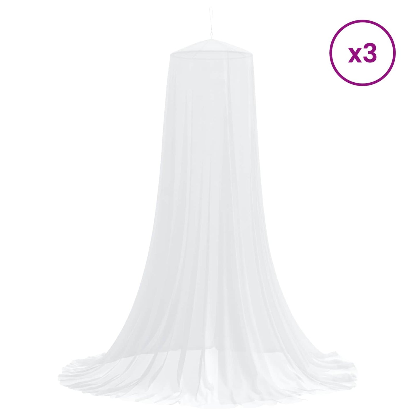 Myggenet til seng 3 pcs 156 mesh Hvid Ø56 x 220 cm Polyester