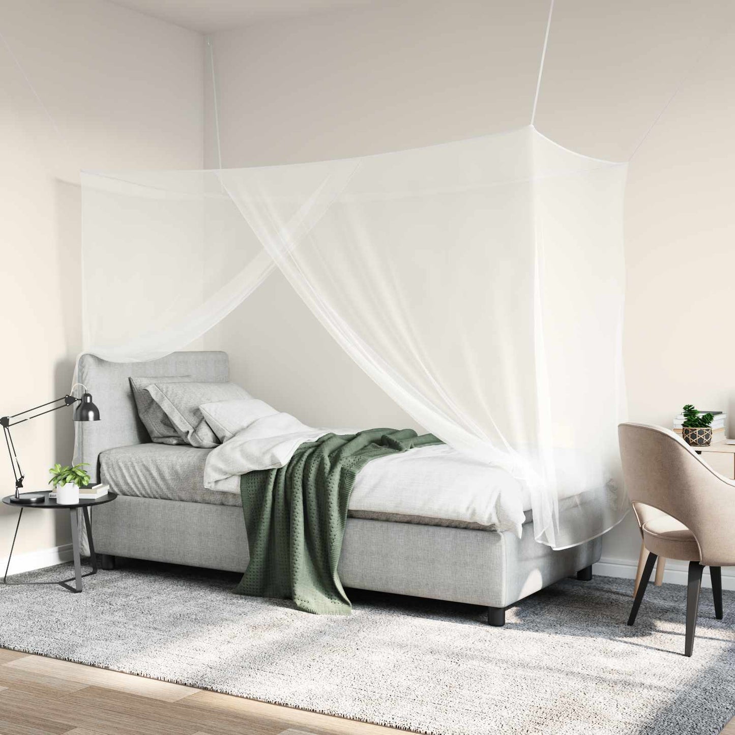 Myggenet til seng 156 mesh 3 pcs Hvid Polyester