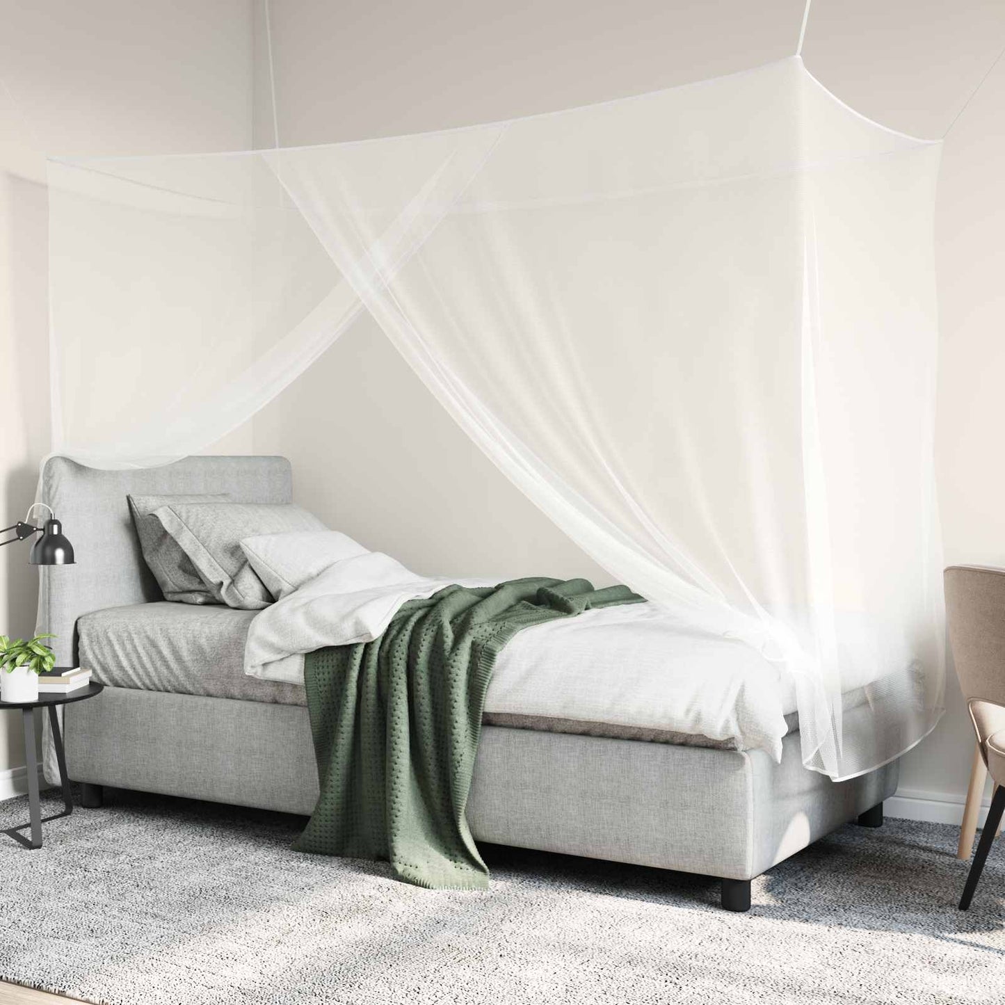 Myggenet til seng 156 mesh 3 pcs Hvid Polyester