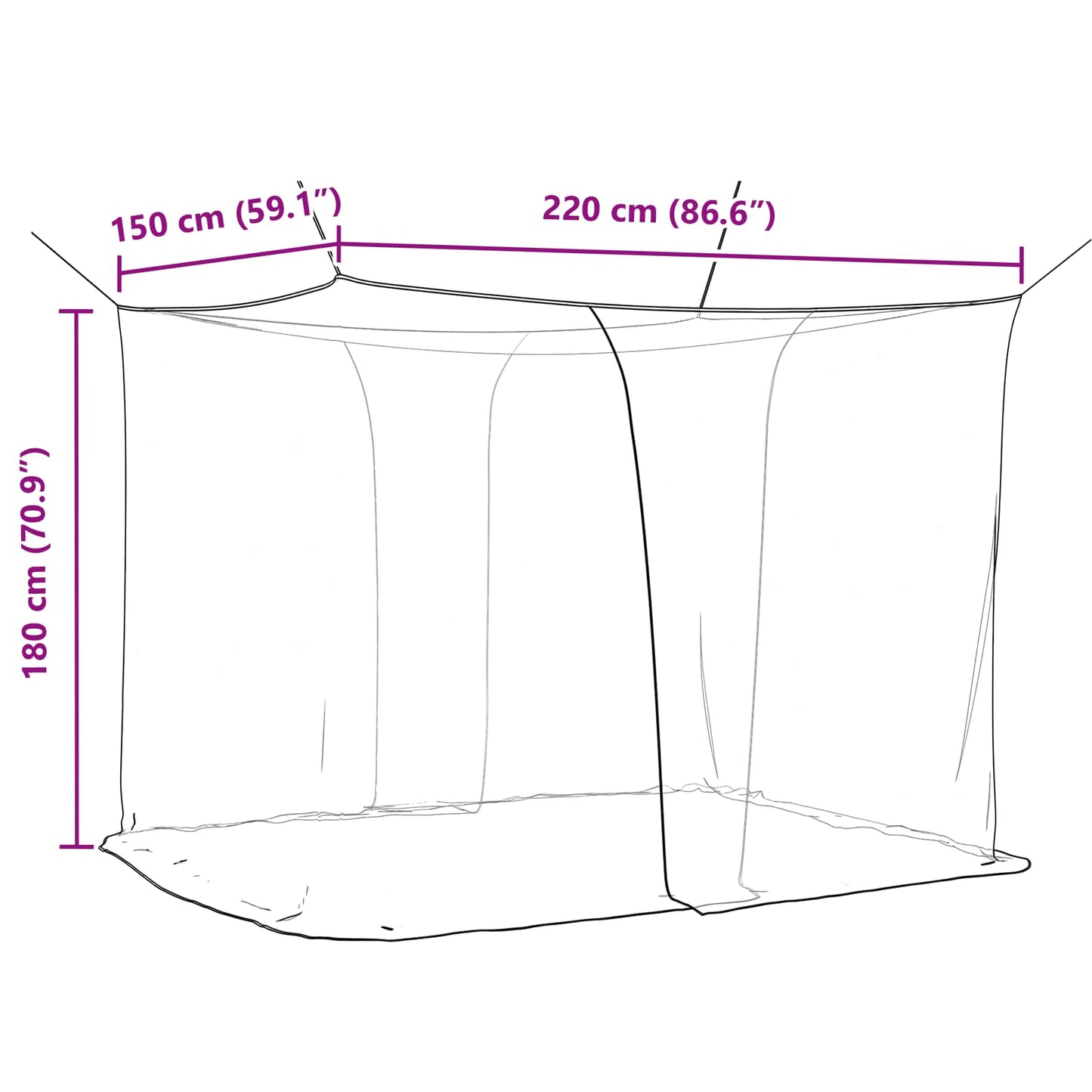 Myggenet til seng 156 mesh 3 pcs Hvid Polyester