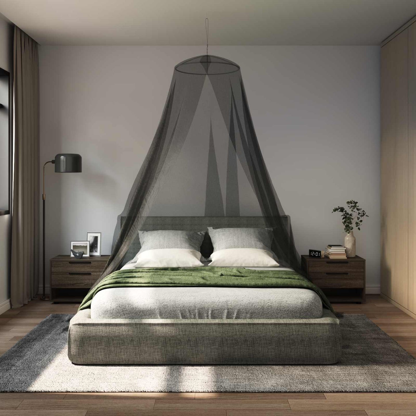 Myggenet til seng 156 mesh Sort Ø56 x 220 cm Polyester