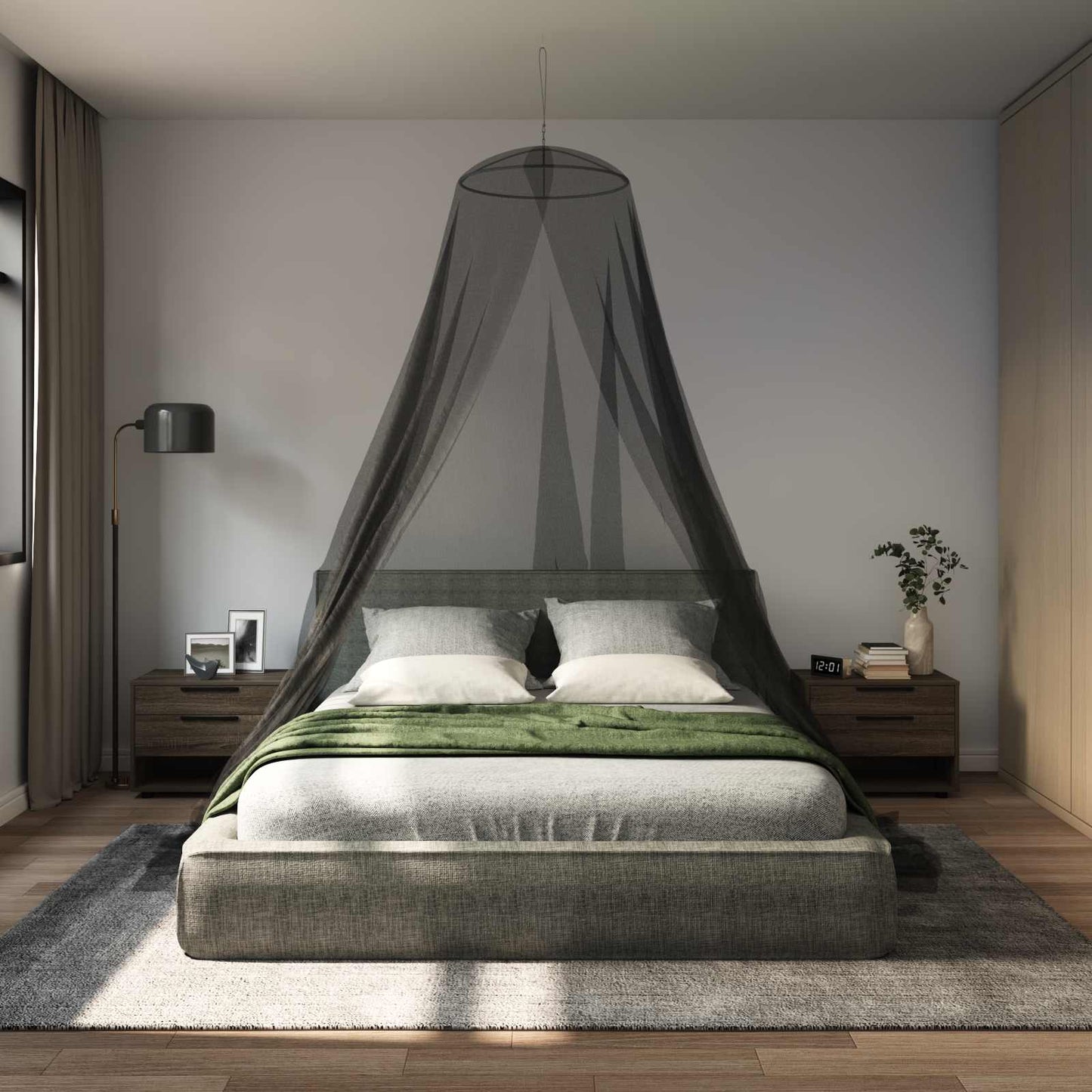 Myggenet til seng 156 mesh Sort Ø56 x 220 cm Polyester