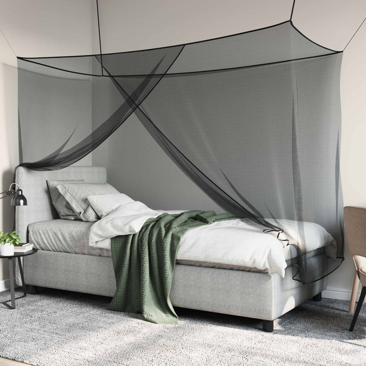 Myggenet til seng 156 mesh Sort 220 x 120 x 150 cm Polyester
