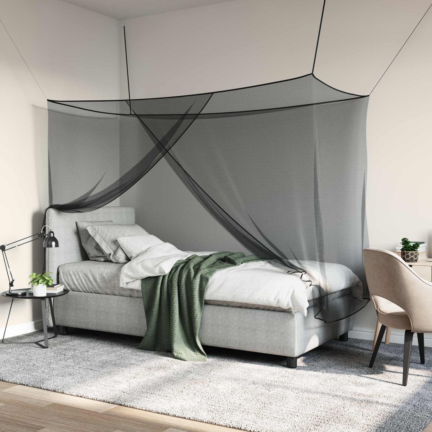 Myggenet til seng 156 mesh Sort 220 x 120 x 150 cm Polyester