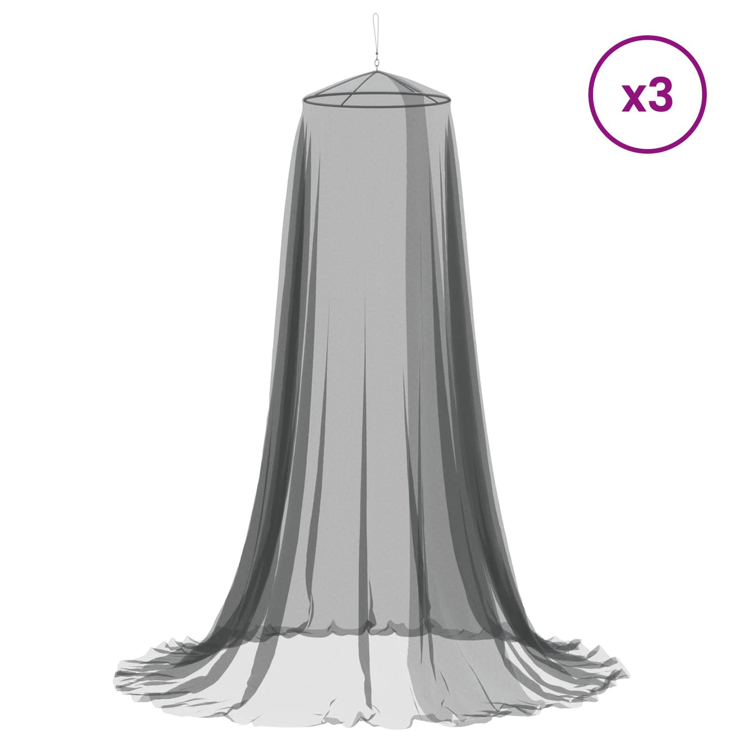 Myggenet til seng 3 pcs 156 mesh Sort Ø56 x 220 cm Polyester
