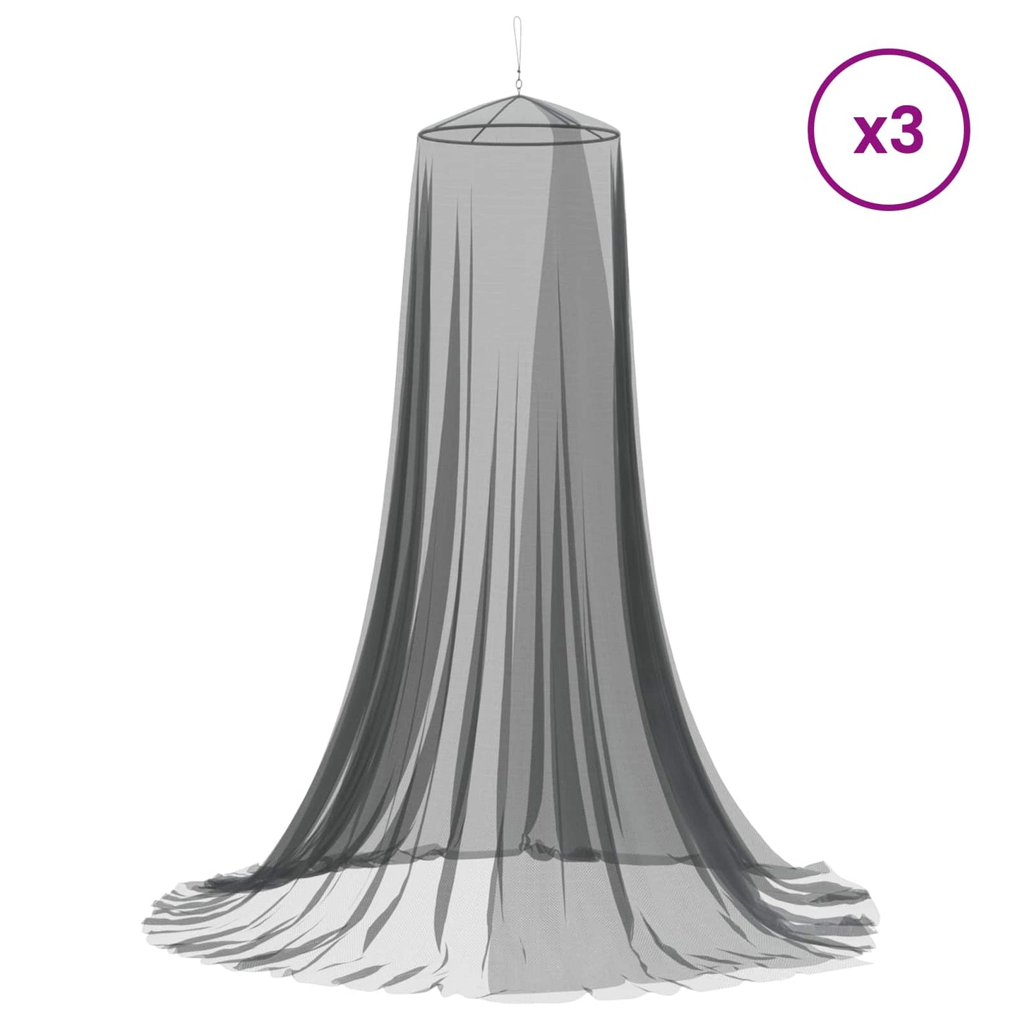 Myggenet til seng 3 pcs 156 mesh Sort Ø56 x 220 cm Polyester