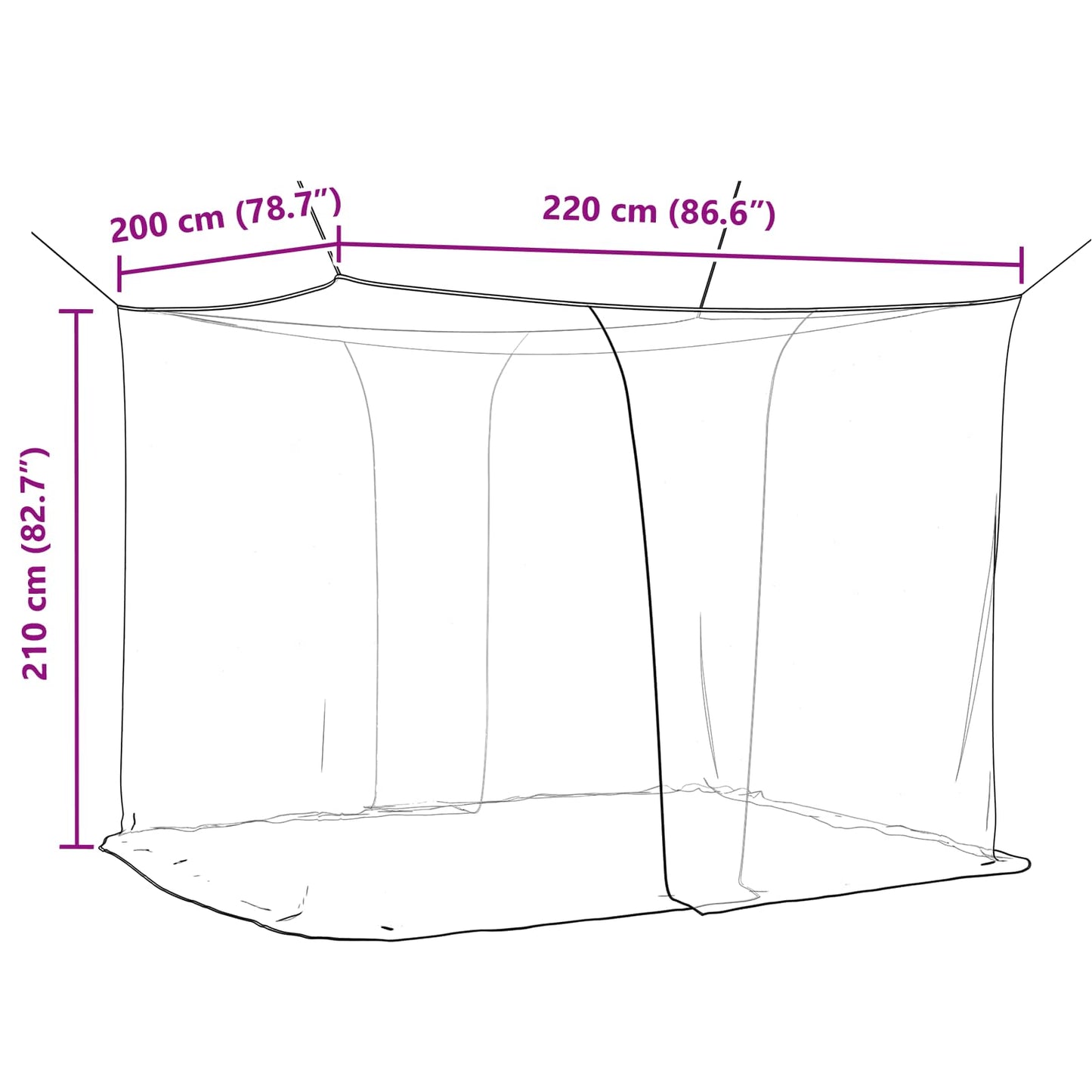 Myggenet til seng 156 mesh 3 pcs Sort Polyester