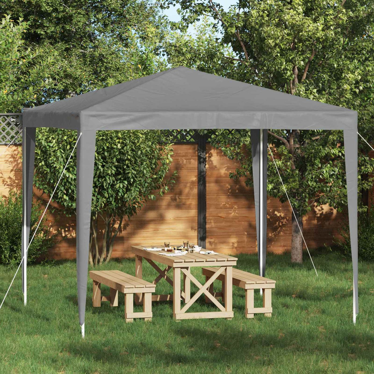 Party Tent 250 x 250 x 240 cm Lysegrå PE og stål