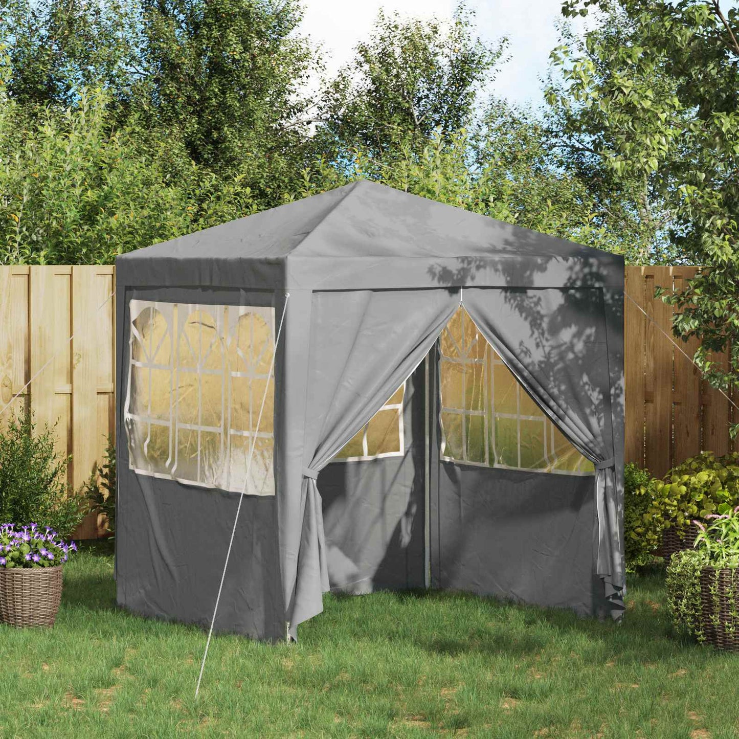 Party Tent 200 x 200 x 240 cm Lysegrå PE og stål