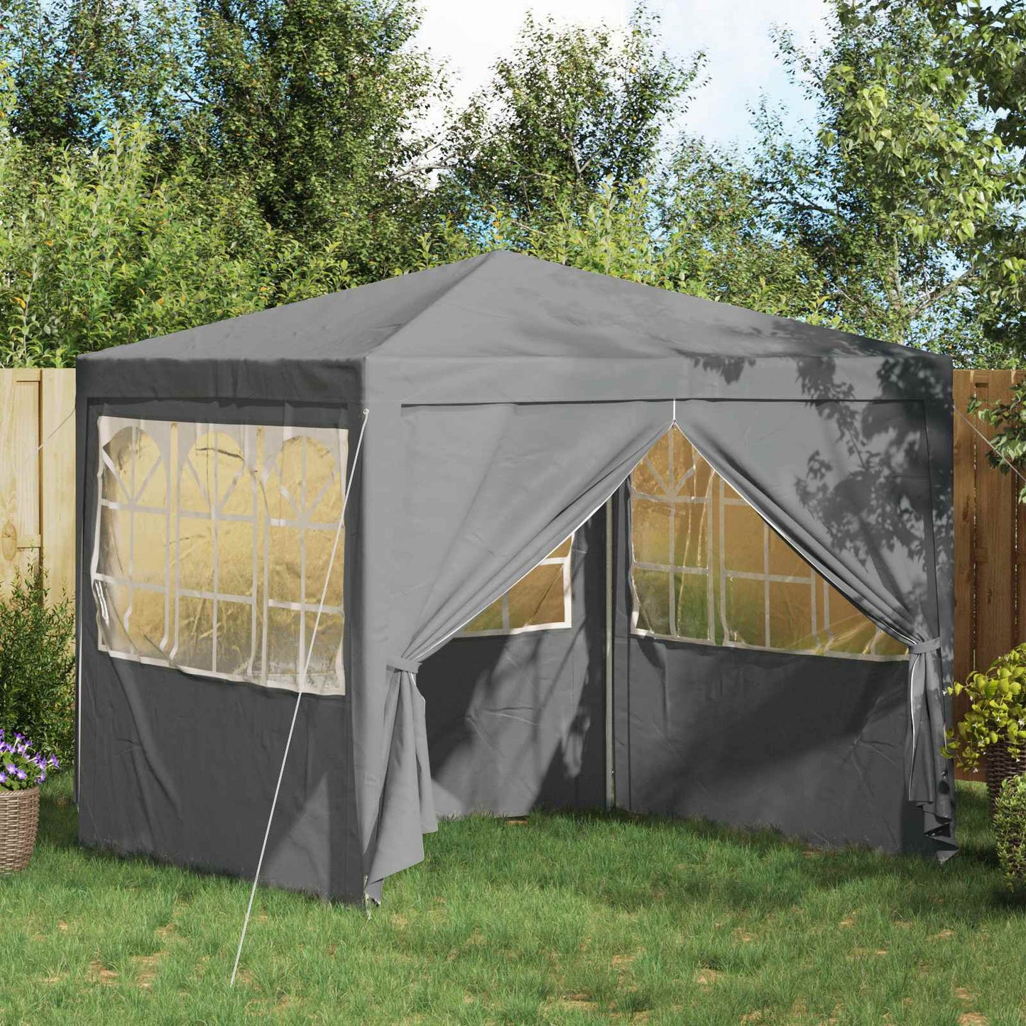Party Tent 250 x 250 x 240 cm Lysegrå PE og stål