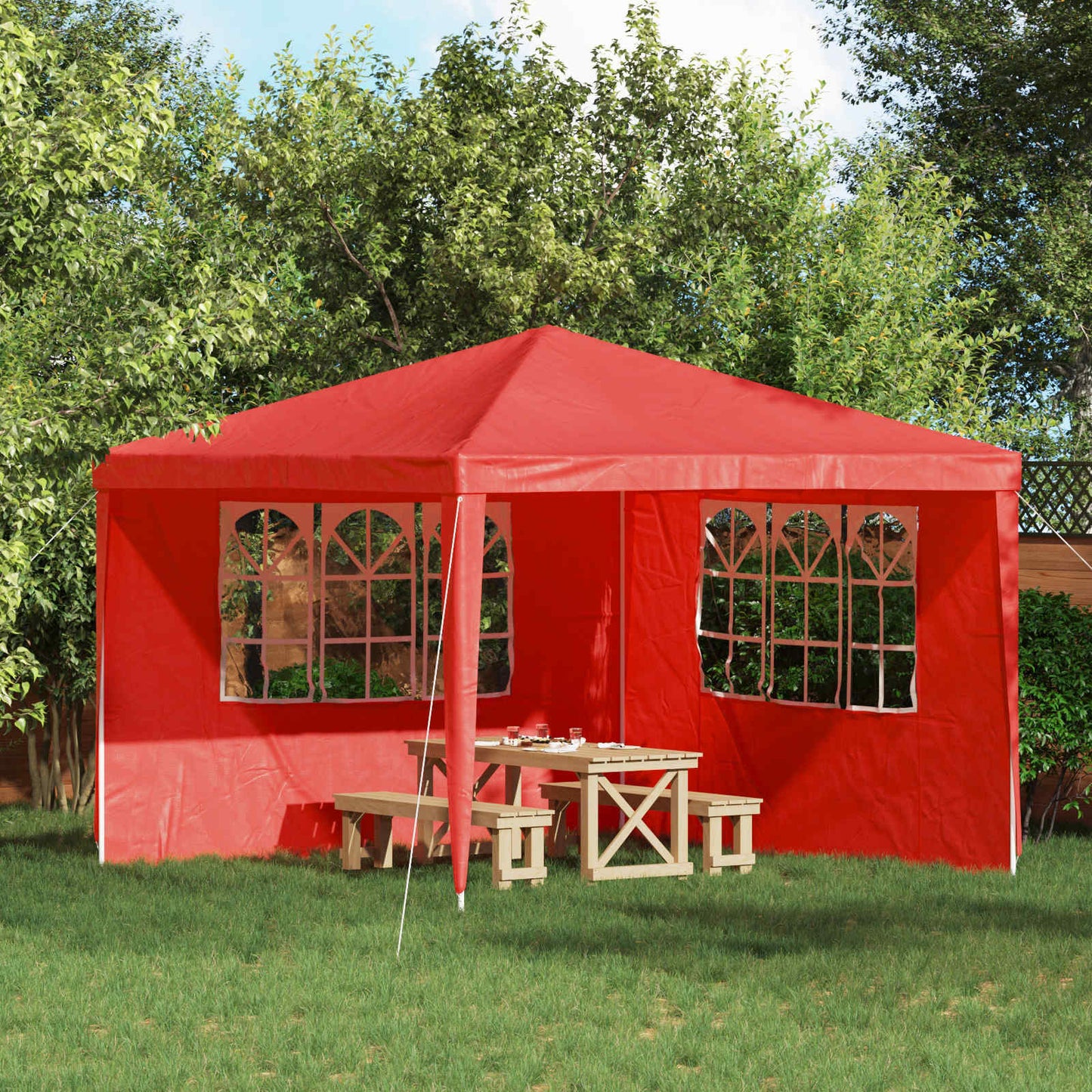 Festasidevæg 2 pcs 300 x 195 cm Rød PE og stål