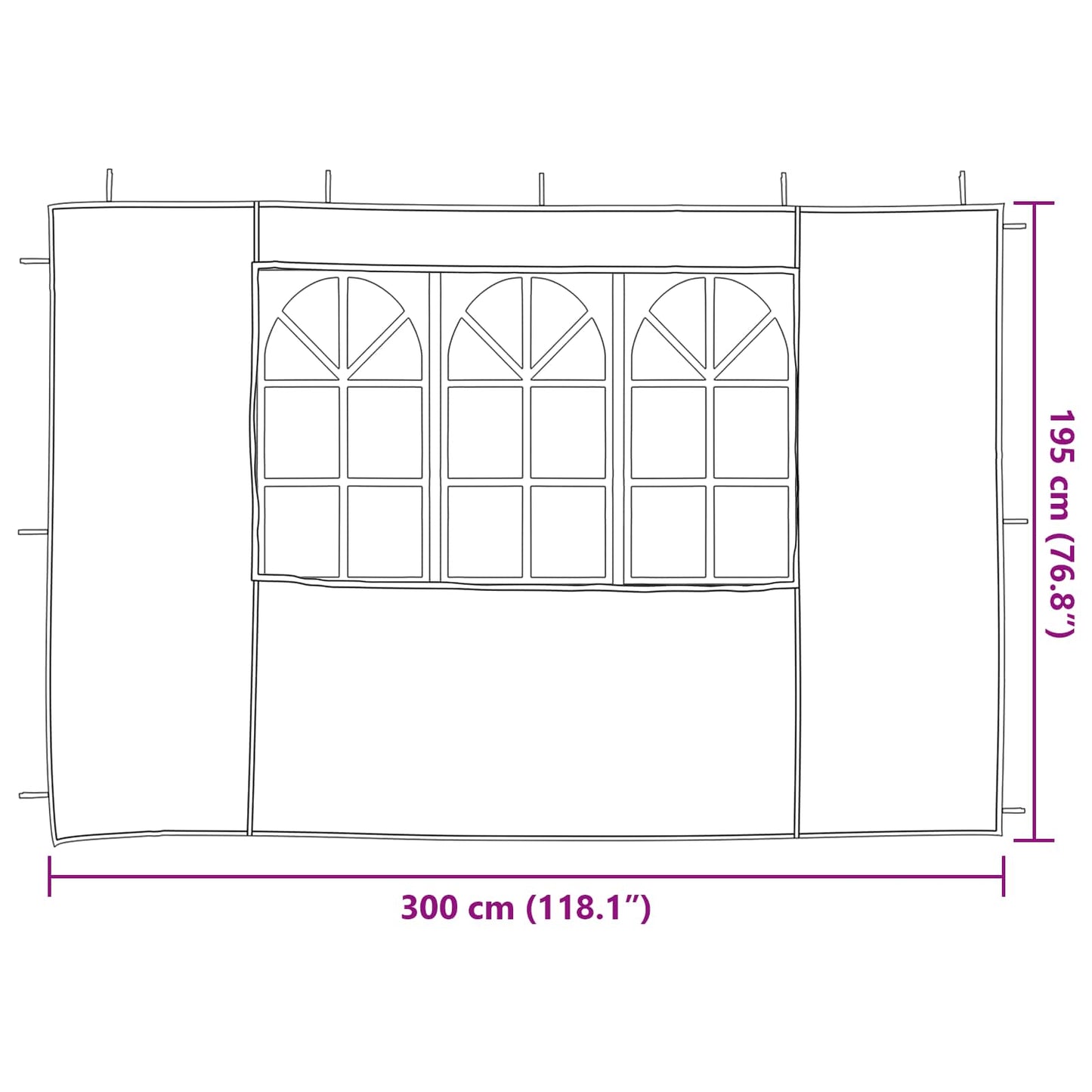 Festasidevæg 2 pcs 300 x 195 cm Rød PE og stål