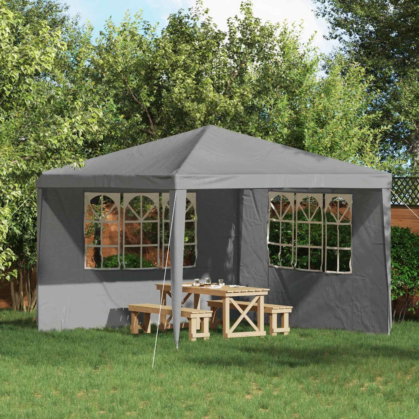 Festasidevæg 2 pcs 300 x 195 cm Lysegrå PE og stål